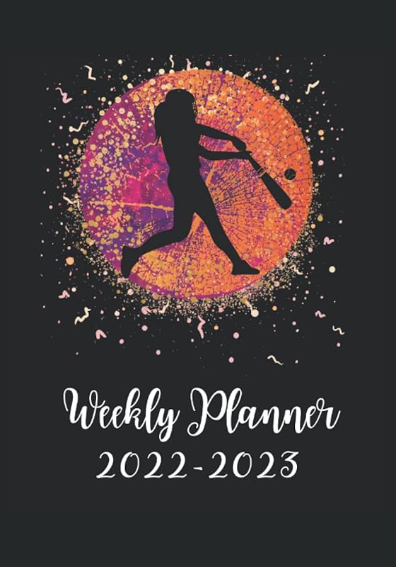 Baseball Weekly Planner 2022-2023: This cute weekly planners for women and girls featuring a simple graphic design of a female sports player on a funky background by Lush Publishings