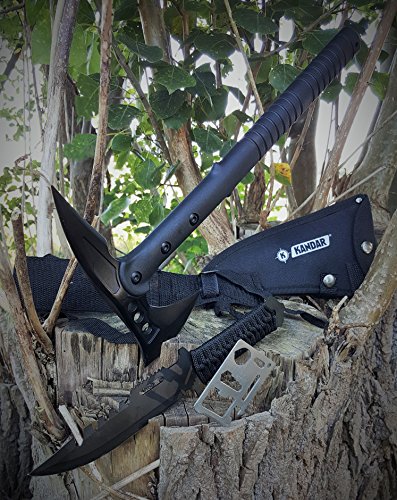 *3er SWAT Set* Tomahawk tactical Axt / Beil + 28cm Outdoor tactical Paracord Messer + 12in1 Survival-Card