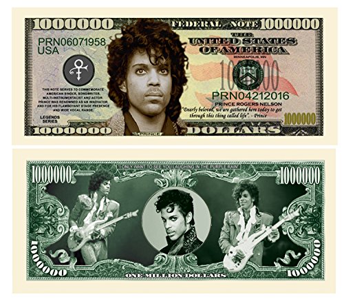 Set of 5 - Limited Edition Prince Commemorative Million Dollar Collectible Bill