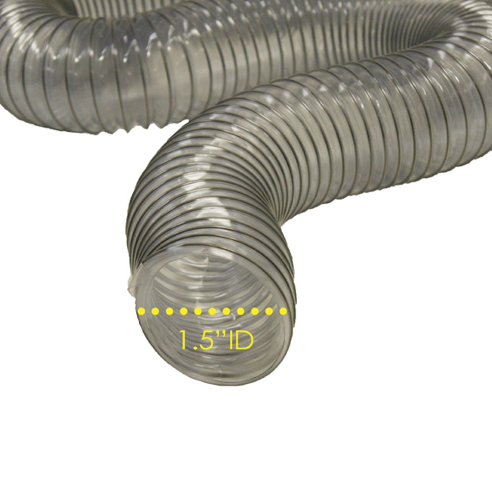 

PVC Flexduct (Light Duty) Clear - Vent Hose - 2" ID x 12.5ft Length Hose (Fully Stretched)