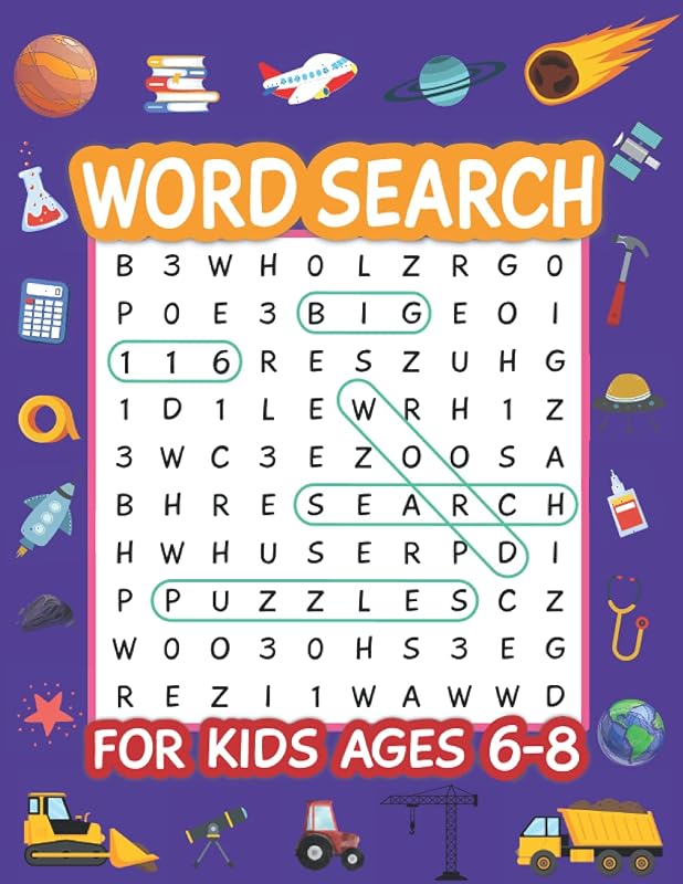 Word Search for Kids Ages 6-8: 116 Fun Puzzles To Practice Spelling and Improve Vocabulary (Kids Word Searches Ages 6, 7, 8) by The Puzzled Books