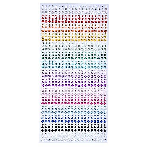 eBoot 900 Pieces 3mm 4mm 5mm Colorful Rhinestone Sticker Sheet