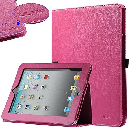 ULAK Folio Slim Fit Synthetic Leather Stand Magnetic Case Cover for Apple iPad 1 1st Generation(Flip-Hot Pink)