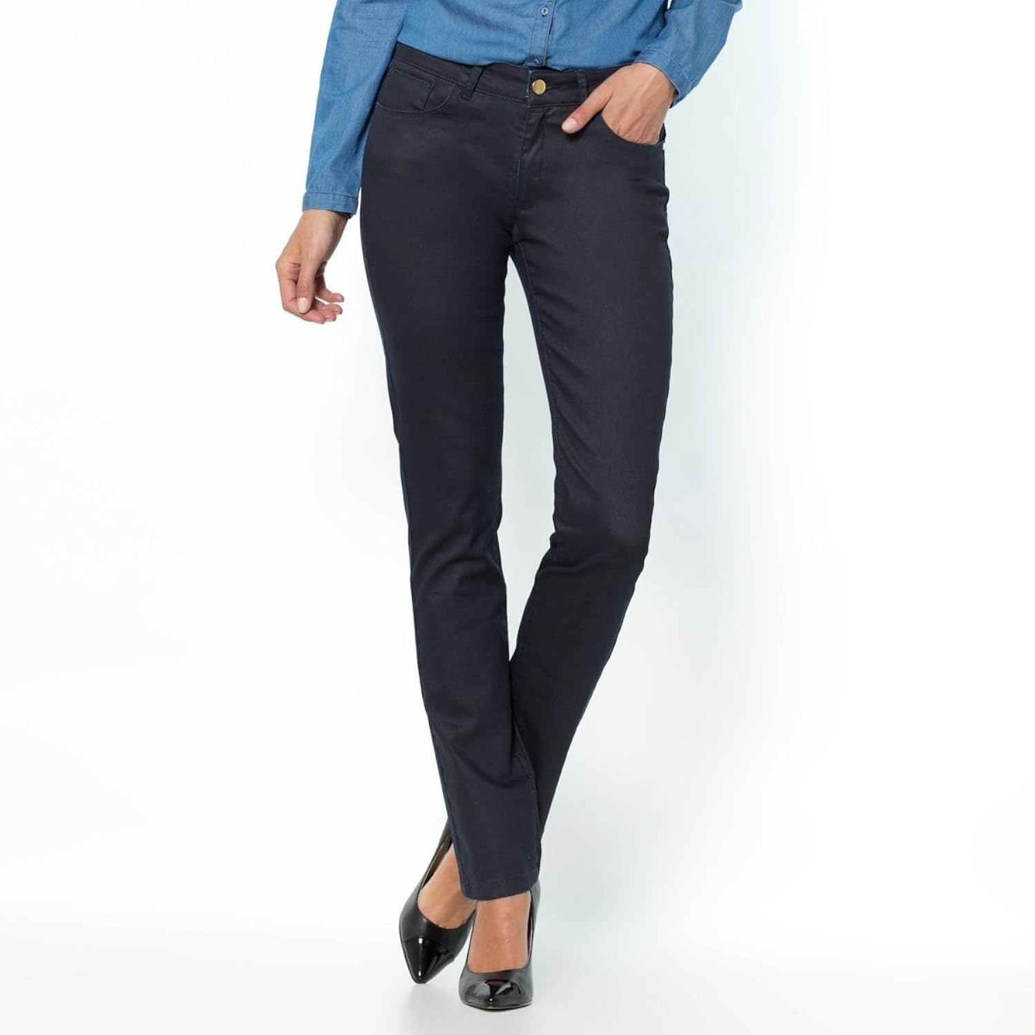 

La Redoute Womens Coated Stretch Cotton Cigarette Cut Trousers