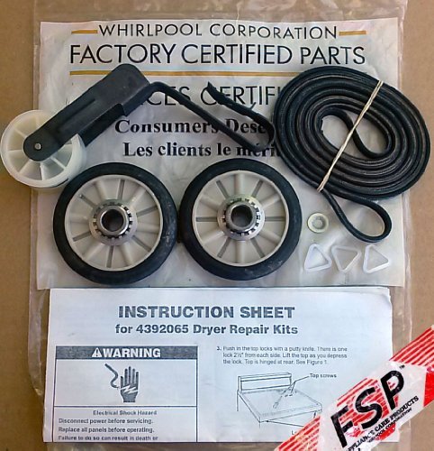 OEM Factory Original FSP Whirlpool Dryer Kit Part # 4392065, with Belt 341241, Idler 691366, Rollers 349241t