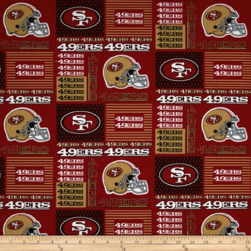 NFL Cotton Broadcloth San Francisco 49er's Patchwork Red Fabric By The Yard