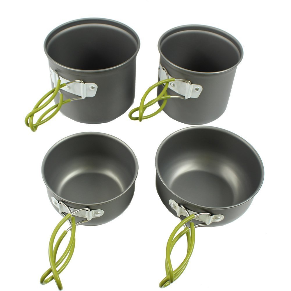 

Joygo 4 in 1 Cooking Bowl Pot Pan Set Kits Outdoor Picnic Camping Hiking Cookware Backpacking