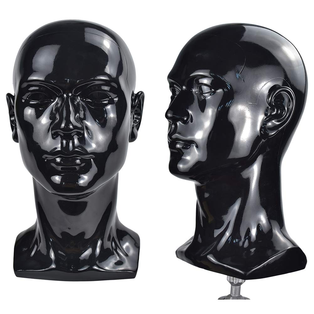 Testa di manichino professionale in pvc nero opaco per parrucche_voghion.com