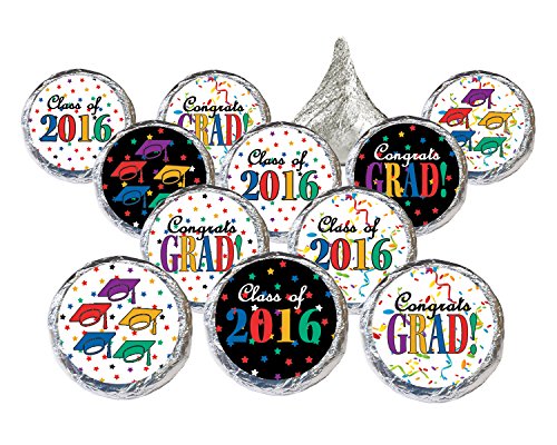 Class of 2016 Graduation Stickers for Hershey Kisses- Caps, Stars and Confetti Collection (Set of 324)
