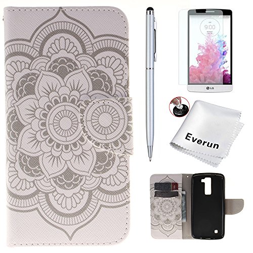 LG Escape 3 Case, LG Phoenix 2 Case, LG K8 Case, Everun [Kickstand Feature] [3 Card Slots]Flip Wallet Protective Case Cover for LG Escape 3 / LG Phoenix 2 / LG K8