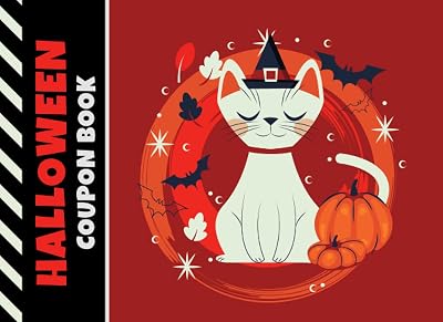 Halloween Coupon Book: 50 Empty Voucher in Booklet / Fill In Cute Blank Template Designs With Fun Rewards / Cartoon Cat in Witch Hat Art / Creative Gift Idea for Kids Tweens Teens