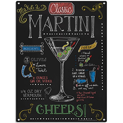Algopix Similar Product 7 - Martini Recipe Chalkboard Style Sign