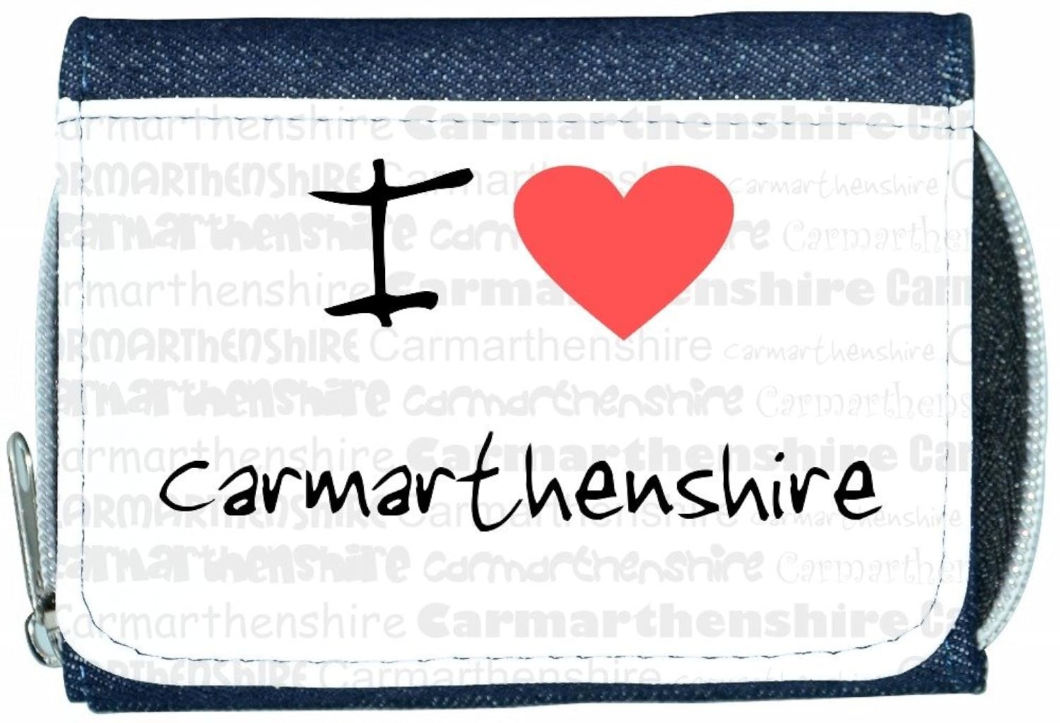 

I Love Heart Carmarthenshire Denim Wallet