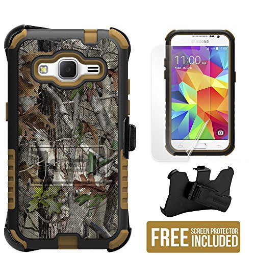 Samsung Galaxy Core Prime G360/Galaxy Prevail LTE/SM-G360/G360P (Boost Mobile,Virgin Mobile)(2014)Beyond Cell ®3 in 1 Rugged High Impact Hybrid Anti-Shock Pads Hard + Soft Durable Armor Phone Case With 2 Layer Premium Protection With Built in Kickstand & Belt Clip Holster Combo Phone Case - Autumn Camouflage Design - FREE (HD) Screen Protector & Retail Packaging (1 Year Warranty)