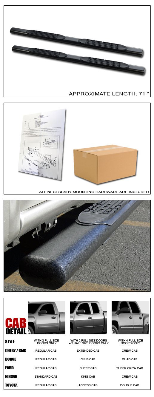 

4" HAMMERED BLK HD OVAL SIDE STEP NERF BARS RUNNING BOARDS 05-11 DAKOTA CLUB CAB