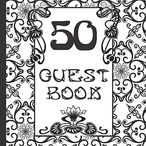 50 Guest Book: Black and White Guest Book Includes Gift Tracker and Picture Pages to Create a Lasting Keepsake to Treasure Forever by Nouveau Design
