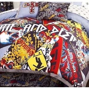 Skateboard "Skate & Destroy" Twin Comforter & Sheet Set