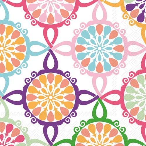 

Ideal Home Range 20 Count Boston International 3-Ply Paper Cocktail Napkins, Pink Colorful Tile