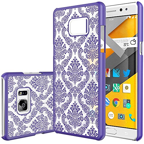 Galaxy Note 7 Case - Anwish Damask Design Pattern Rubber Coating Ultra Slim Fit Hard Hybrid Case Cover for Samsung Galaxy Note 7