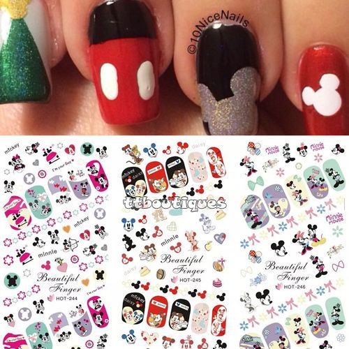 3 in 1 Water Transfer Decal Stickers Nail Art Manicure Tips Mickey Minnie Mouse