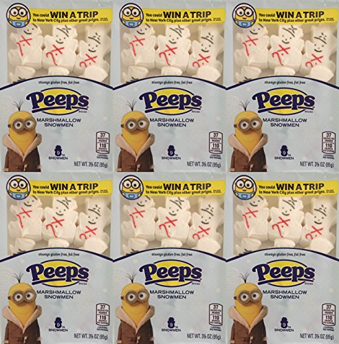 6 Pack - Peeps Snowmen - 9 per pack (54 Peeps total) - A Delicious Marshmallow Winter Treat