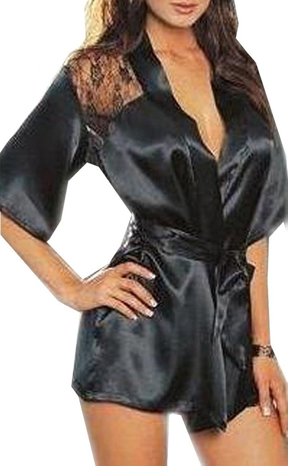 

Blidece Sexy Women Lingerie Silk Lace Gown Bath Robe Babydoll Night Sleepwear Set