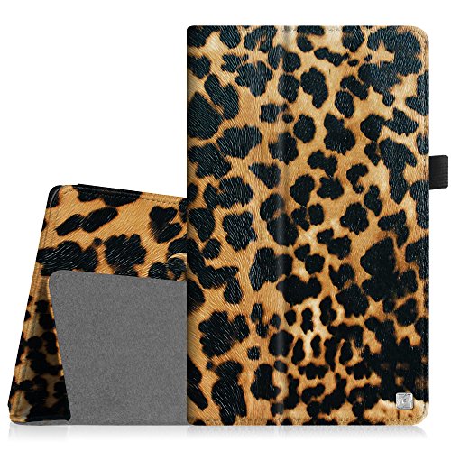 Fintie Verizon Ellipsis 8 Case - Slim Fit Premium Vegan Leather Cover for Verizon Ellipsis 8 4G LTE Tablet, Compatible With Verizon Ellipsis Kids, Leopard Brown
