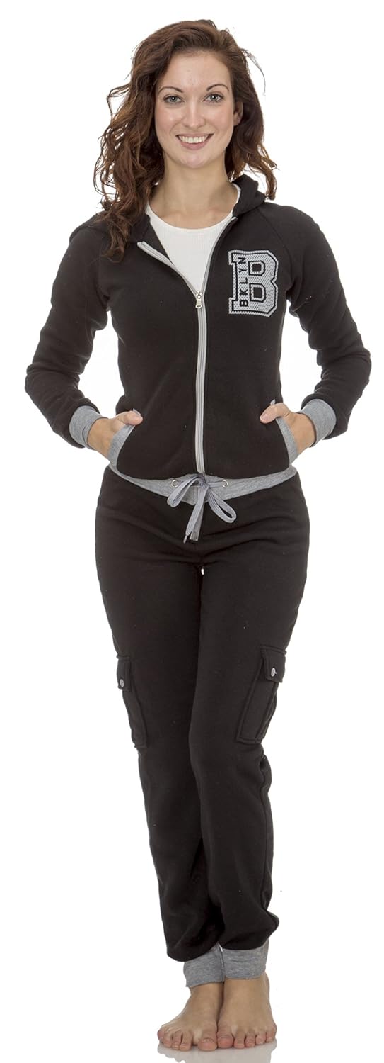 

Classic Designs Womens Brooklyn One Piece Fleece Hoodie Jumpsuit Lounger