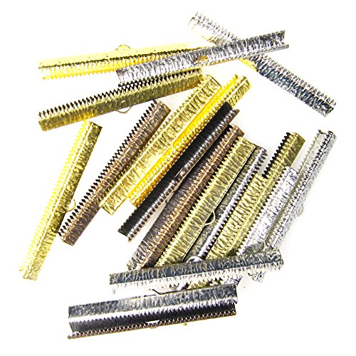 50mm or 2 inch Ribbon Clamp Crimps with Loop -- Mixed Finish