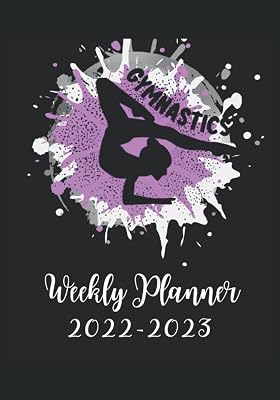 Gymnastics Weekly Planner: This cute journals for women and girls featuring a simple graphic design of a female gymnast in a flexible move.