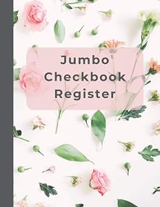 Jumbo Checkbook Register, 8.5x11" - Pink Floral Design: The Jumbo Large Print Account Ledger - Thick Lines - Large Bold Print by Large Print Legacy