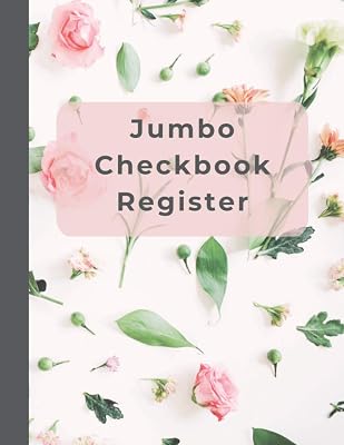 Jumbo Checkbook Register, 8.5x11" - Pink Floral Design: The Jumbo Large Print Account Ledger - Thick Lines - Large Bold Print