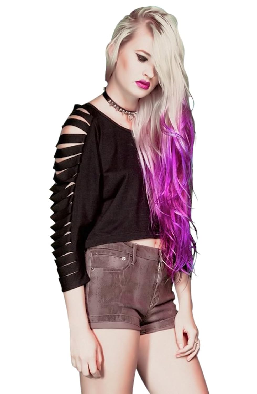 

Lip Service Women's Black Slashed Sleeves French Terry Sweatshirt