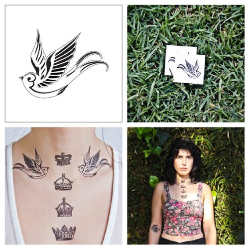 Birds and Swallows - temporary tattoos (Set of 2)