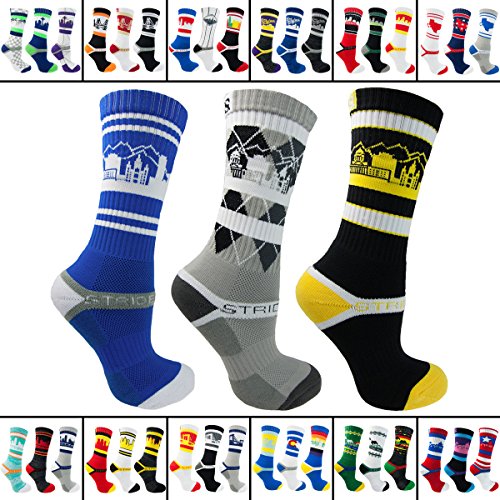 3 Pairs Strideline Athletic Men's Sport Crew Socks Strapped Fit One Size Designs