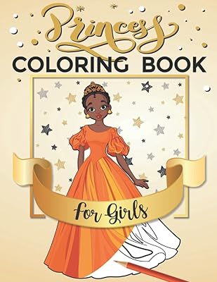 Princess Coloring Book For Girls: Brown Girls Princess Dress Up Clothes to color.