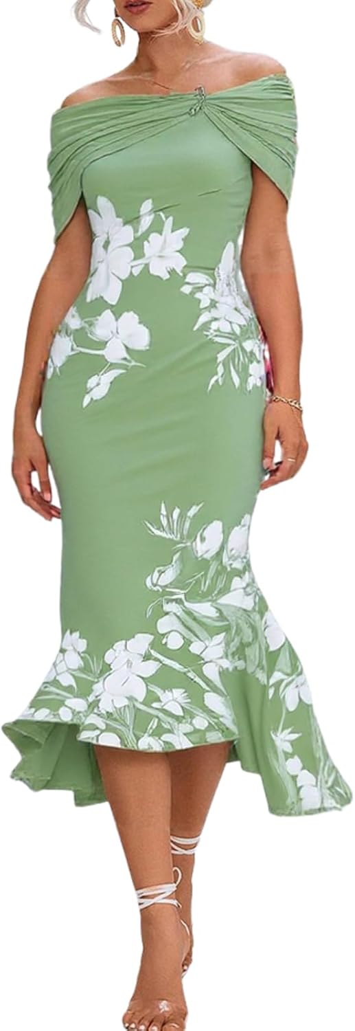 green fishtail maxi dress Nadia Ruched Fishtail Maxi Dress Green main image 0
