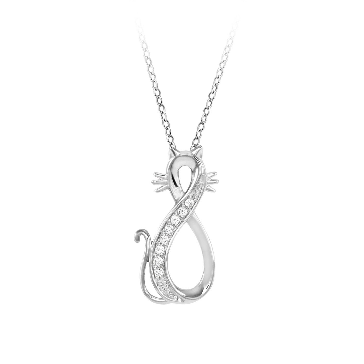 

1/10 ct. tw. Diamond Infinity Cat Pendant in Sterling Silver