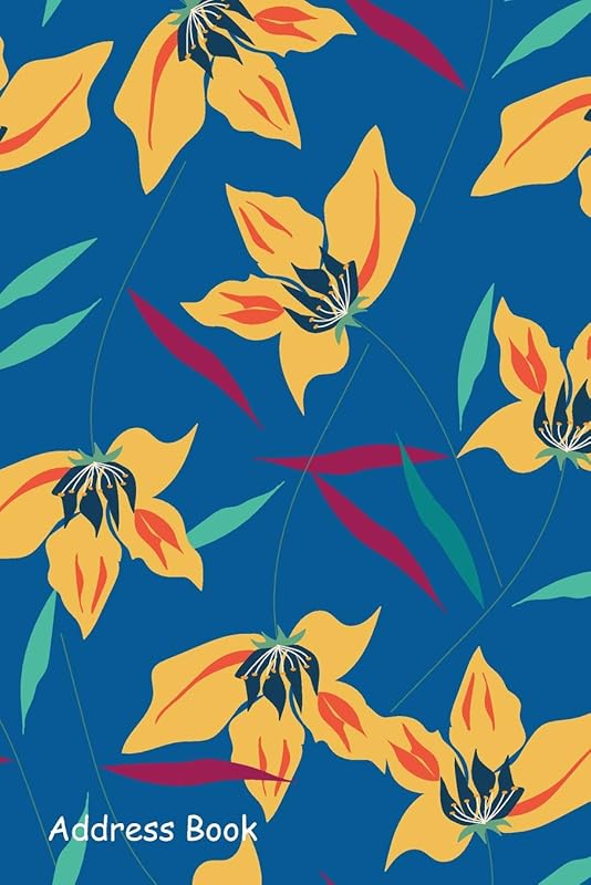Address Book: For Contacts, Addresses, Phone, Email, Note,Emergency Contacts,Alphabetical Index With Yellow orchid on blue by Shamrock Logbook