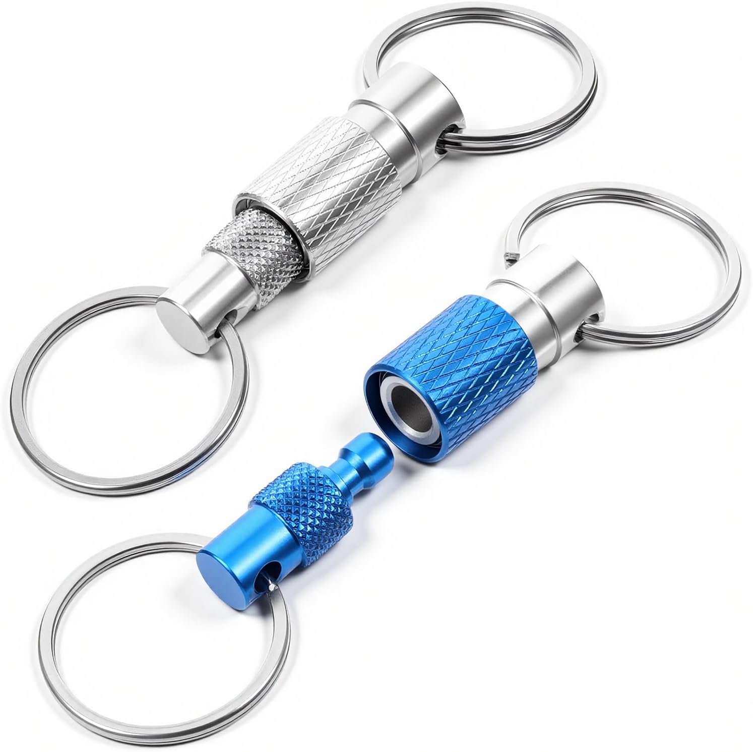 Detachable Quick Release Key Ring - 2 Packs Heavy Duty Metal Keychain With 4 Split Rings | Safety Car Keys Holder For Men & Women_voghion.com