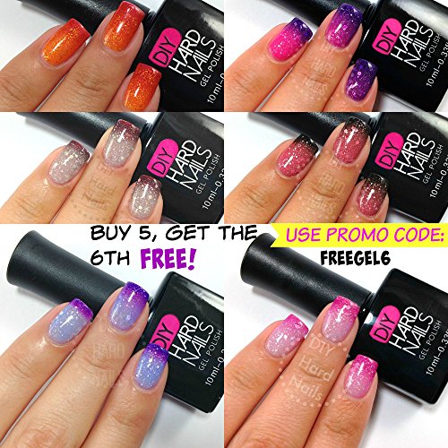 

Gel Nail Polish - DIY Hard Nails - Shellac Nail Polish - Glamorous Color Changing, Glitters, and Shimmering Gel Nail Polish Colors - Use with your CND, OPI, IBD, Gelish Gel Nail Polish Set - FREE Shipping with 3 or More Polishes - BONUS: FREE Gel Nail Sa