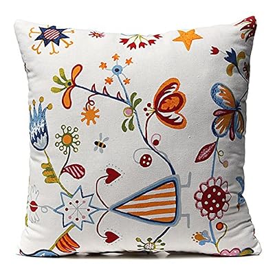 KINGSO Taie Case Housse De Coussin A Rayure Maison Decoration 40cmX40cm Impression-Fleur Papillon