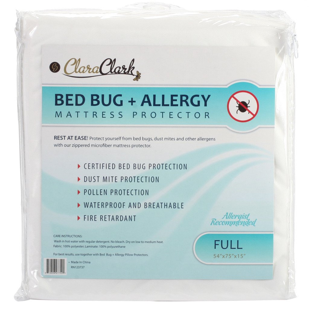 

Clara Clark Hypoallergenic 100% Waterproof Washable Fire Retardant Mattress Cover, Protects From Bed Bugs, Dust Mites, Pollen, Mold And Fungus, Great for Asthma, Eczema And Allergy Sufferers, Available In 5 Sizes, Fits Mattresses Up To 15" Thick