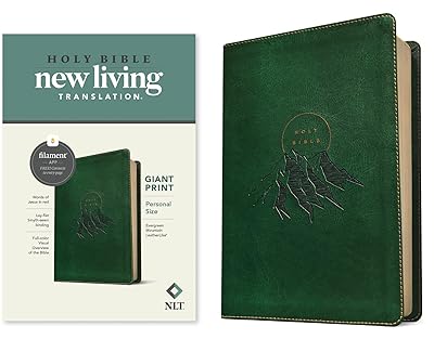 NLT Personal Size Giant Print Bible, Filament-Enabled Edition (LeatherLike, Evergreen Mountain , Red Letter)