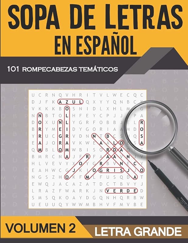 Sopa de Letras en Español Letra Grande - Volumen 2: 101 Sopas de Letras Tematicas para Adultos y Adultos Mayores - Soluciones Incluidas by Pasatiempos Oro