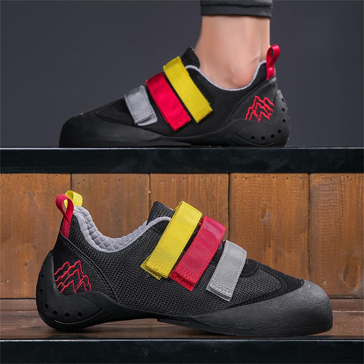 Ladies Rock Climbing Trainers Hook & Loop Non Slip Wall Climbing Training Shoes Casual Comfort Bouldering Sneakers_vogvips.com