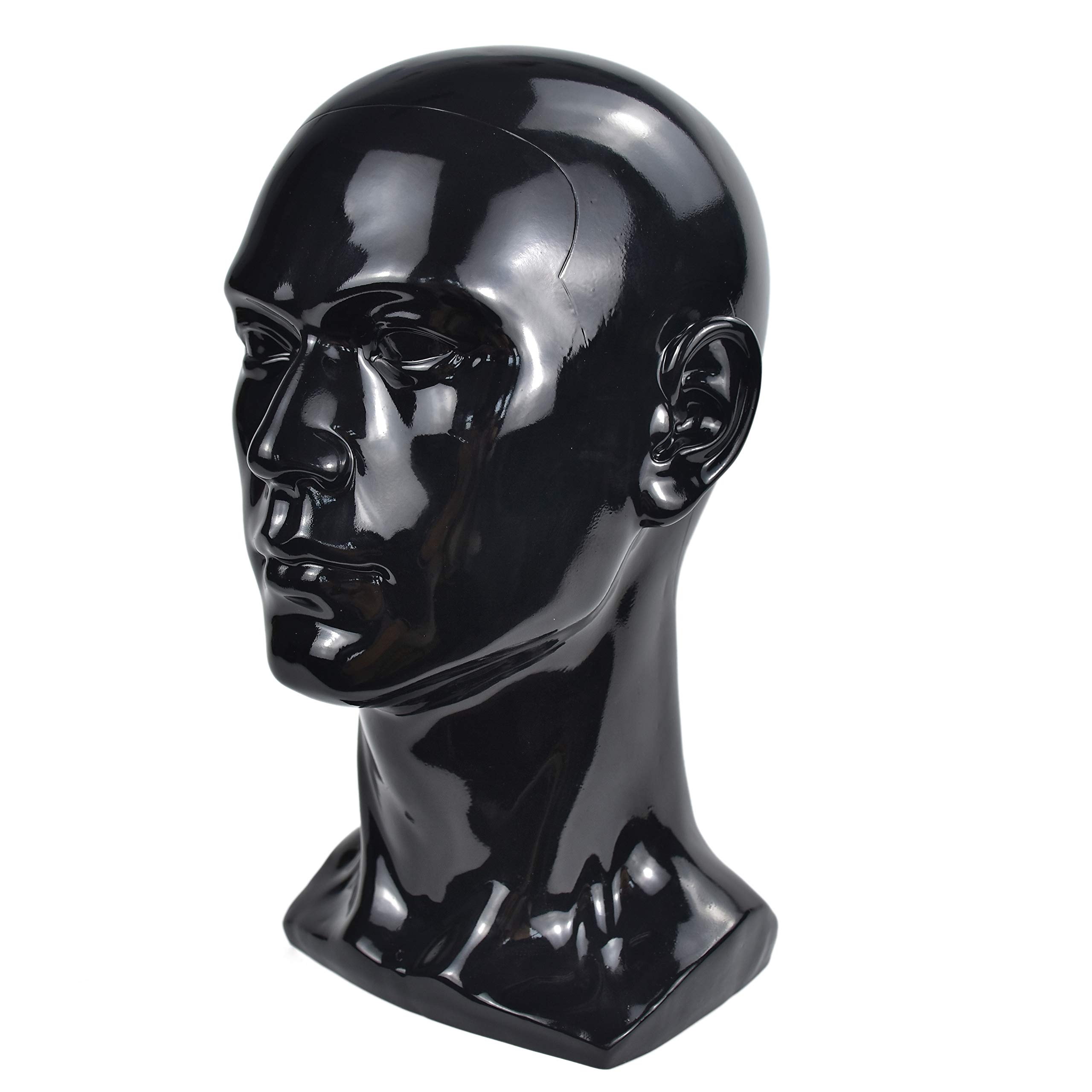 Testa di manichino professionale in pvc nero opaco per parrucche_voghion.com