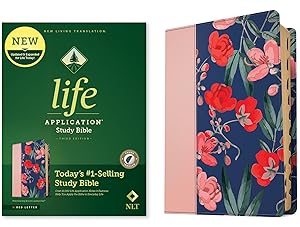 NLT Life Application Study Bible, Third Edition (LeatherLike, Pink Evening Bloom, Indexed, Red Letter)