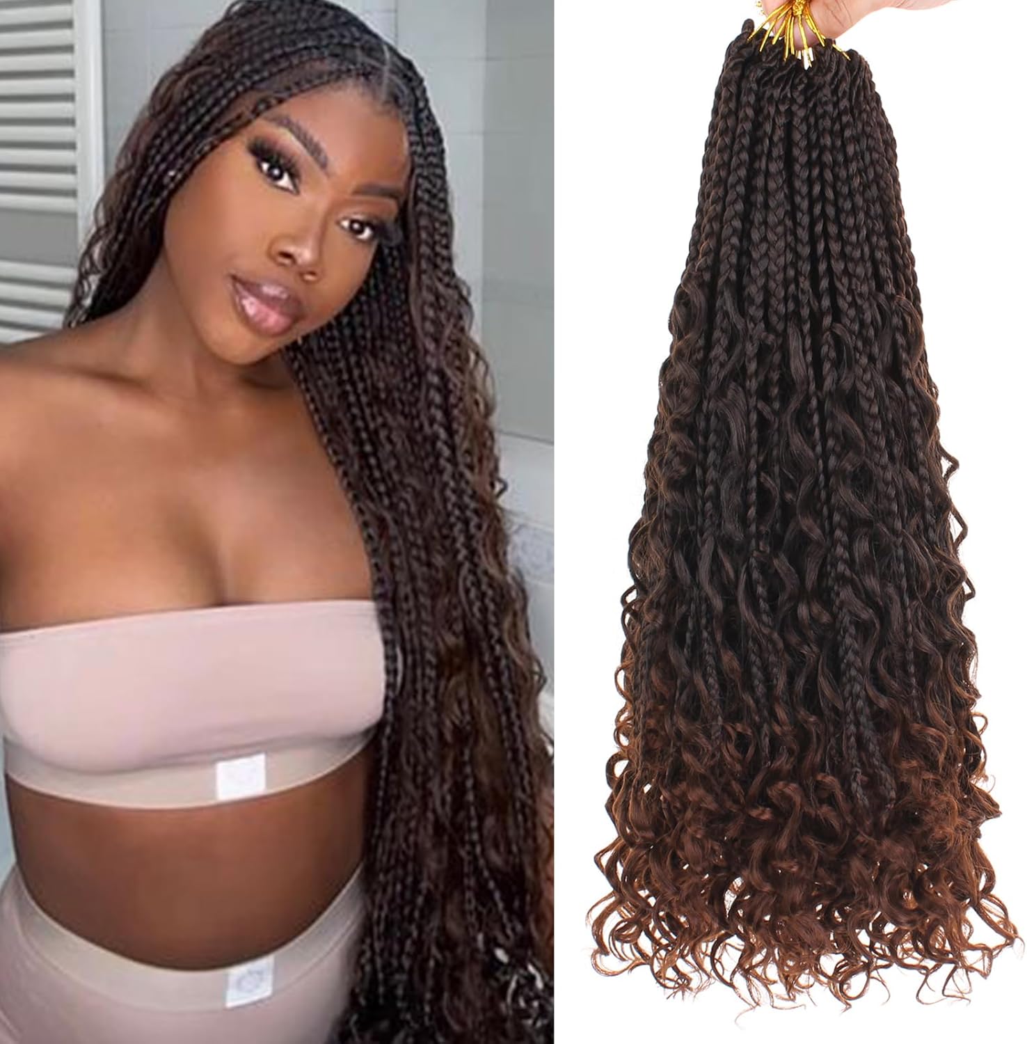 30 Inch Crochet Box Braids 8 Packs Black Goddess Box Braids Crochet Hair Bohomian Box Braids Crochet Hair Synthetic Braiding Hair Extensions_voghion.com