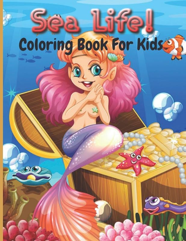 Sea Life! Coloring Book For Kids: A Coloring Book For Kids Ages 4-8 Features Amazing Ocean Animals To Color In & Draw, Activity Book For Young Boys & Girls by Three Hoots Coloring